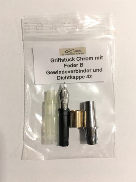 Griffstück Chrom mit Feder Stahl poliert Breite B