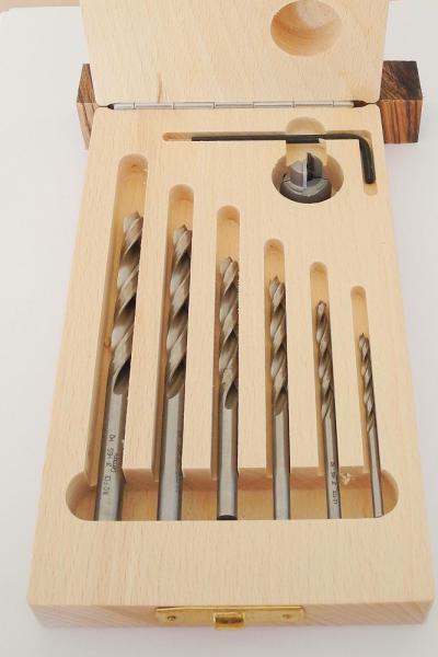 FCE Holzspiralbohrer Set in Kassette 6-teilig 3-8mm + Senker